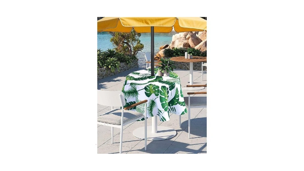 Eternal Beauty 52” Round Tablecloth Waterproof Outdoor Tablecloth With Umbrella