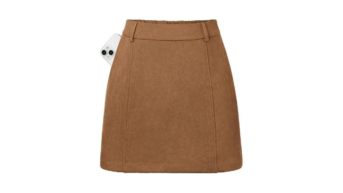 Brown Mini Skirt Fall Suede Skirt High Waisted Skorts For