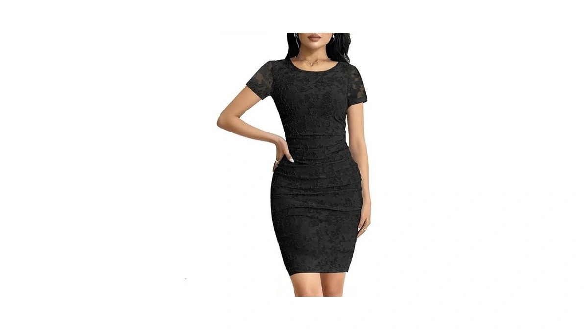 Mitilly Summer Short Sleeve Dress 2026 Elegant Floral Bodycon Ruched
