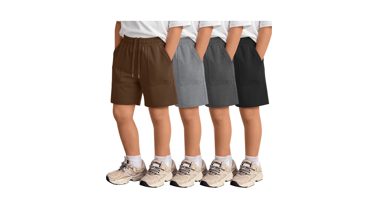 Vinsatin 4 Pack Boys' Shorts Summer Athletic Casual Knee Length