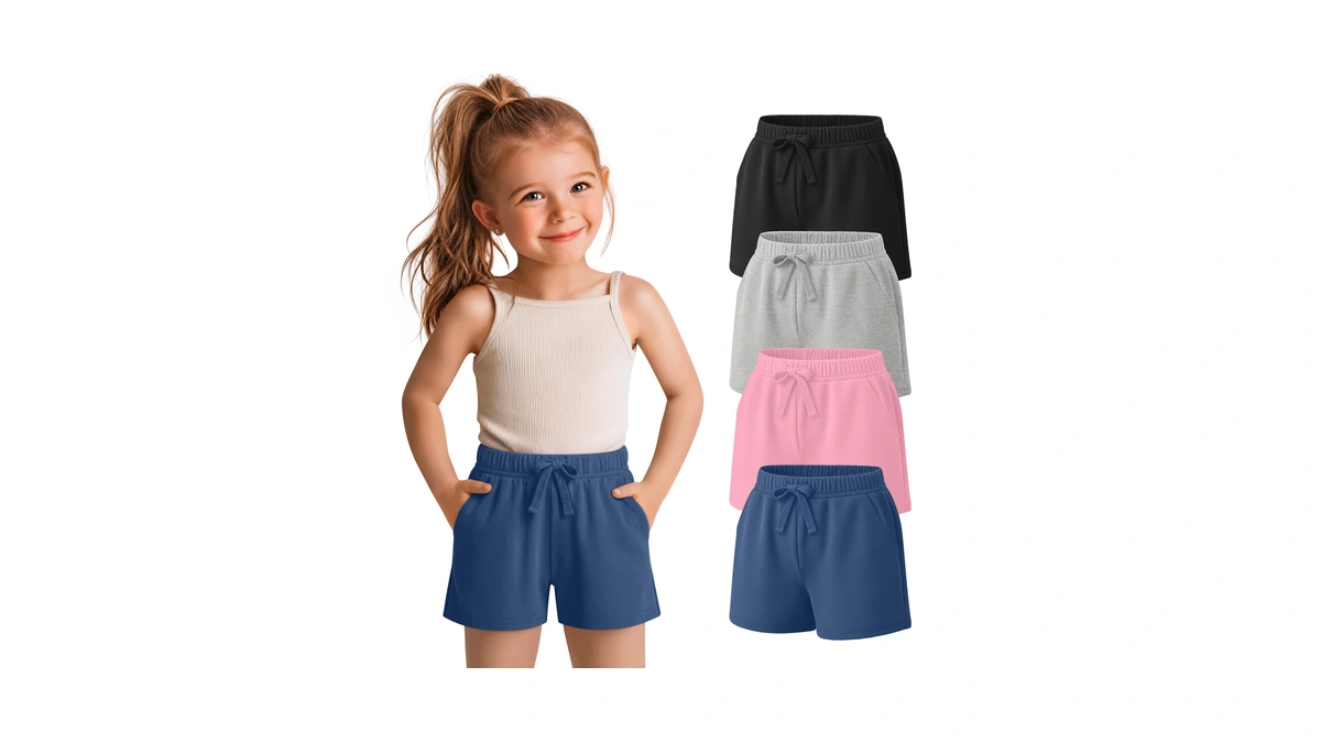 Halfchet 4 Pack Toddler Girls Shorts Bermuda Loose Athletic Knee