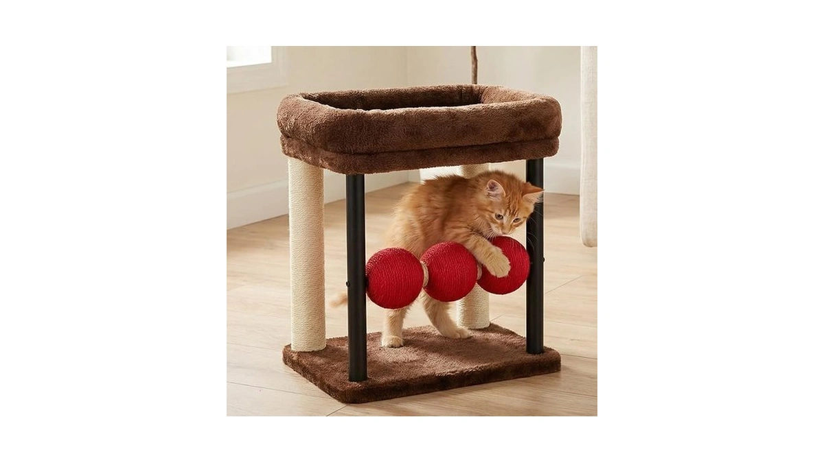 Veehoo Small Cat Tree, Cat Scratching Post With 17"x13" Wide