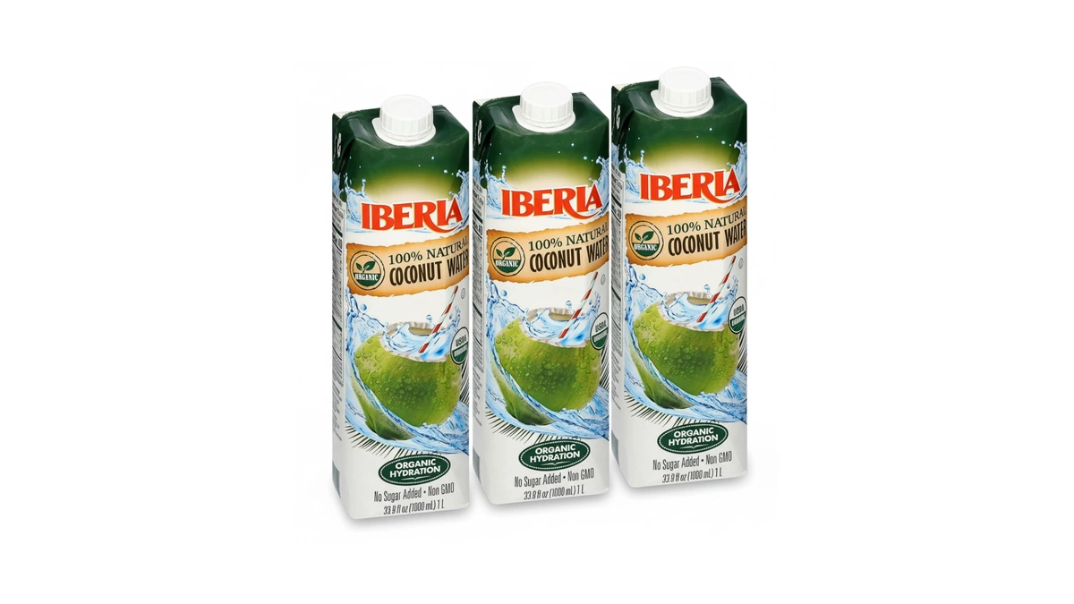 Iberia 100% Pure Organic Coconut Water, 1 Liter , 33.8