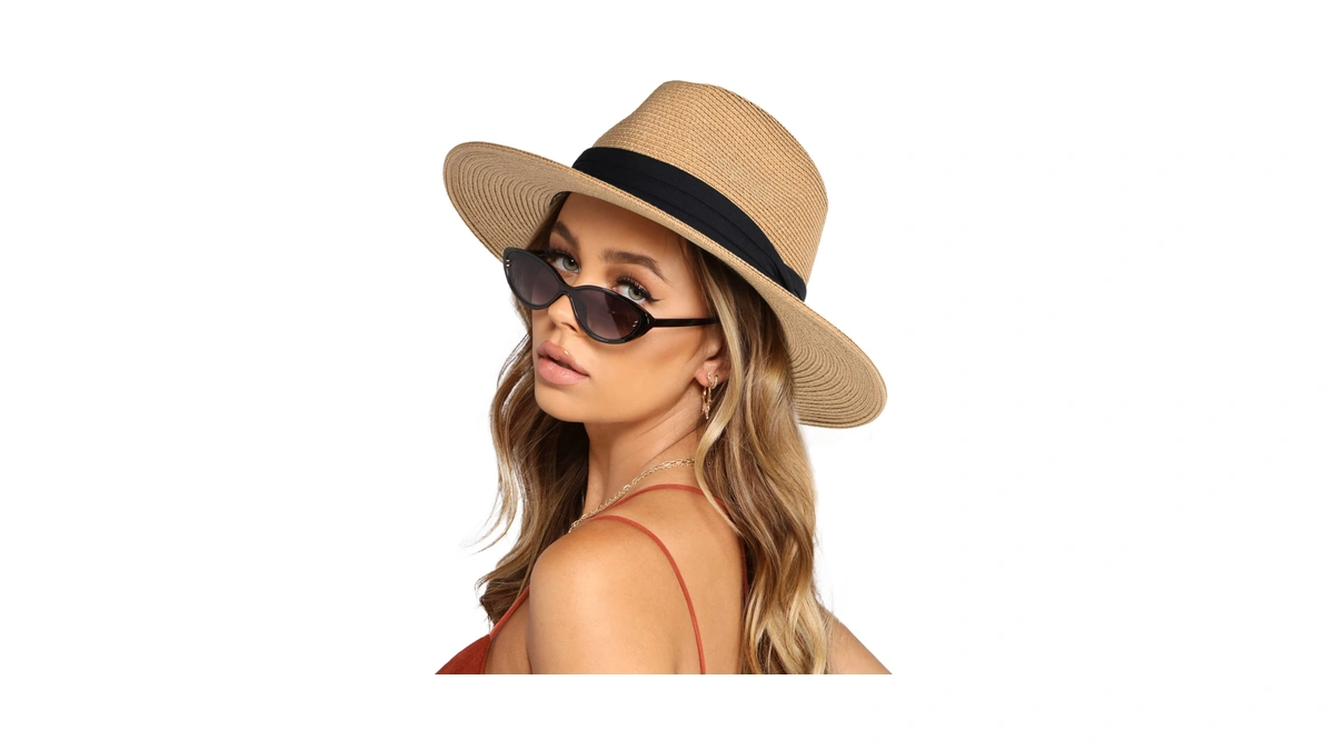 Furtalk Womens Mens Wide Brim Straw Panama Hat Fedora Summer