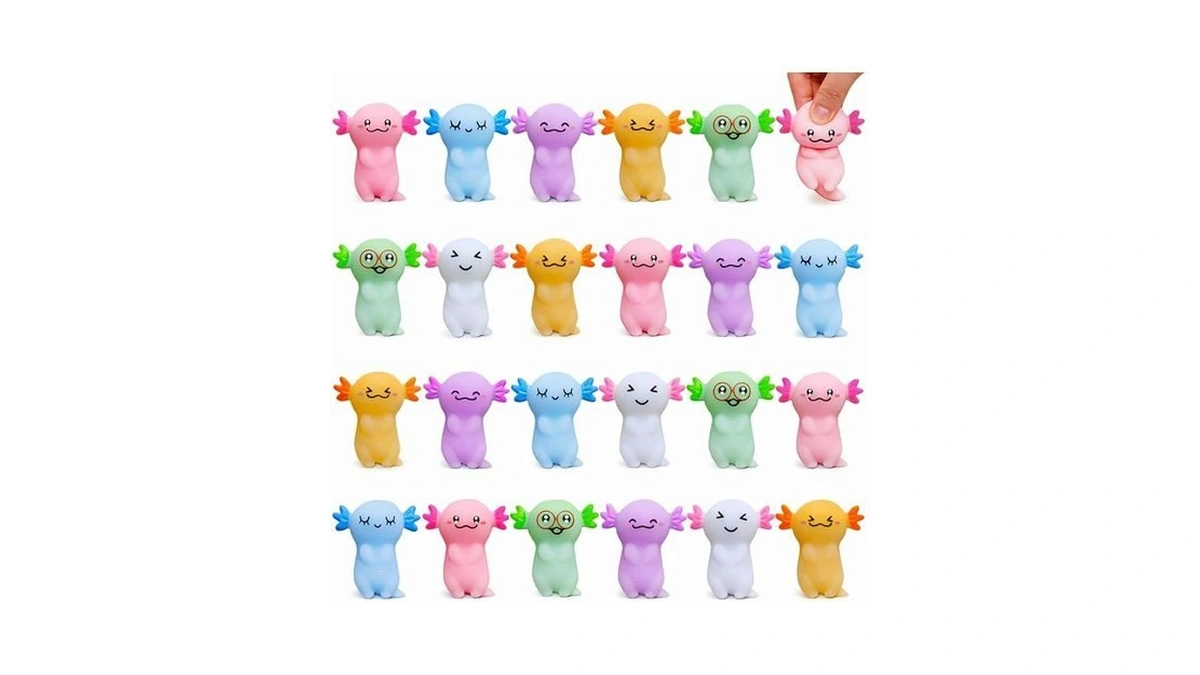 24 Pack Axolotl Squishy Toys For Kids, Cute Mochi Squishies