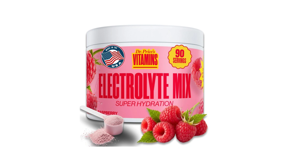 Dr. Price's Vitamins Electrolytes Powder Sugar Free, Raspberry 90 Servings