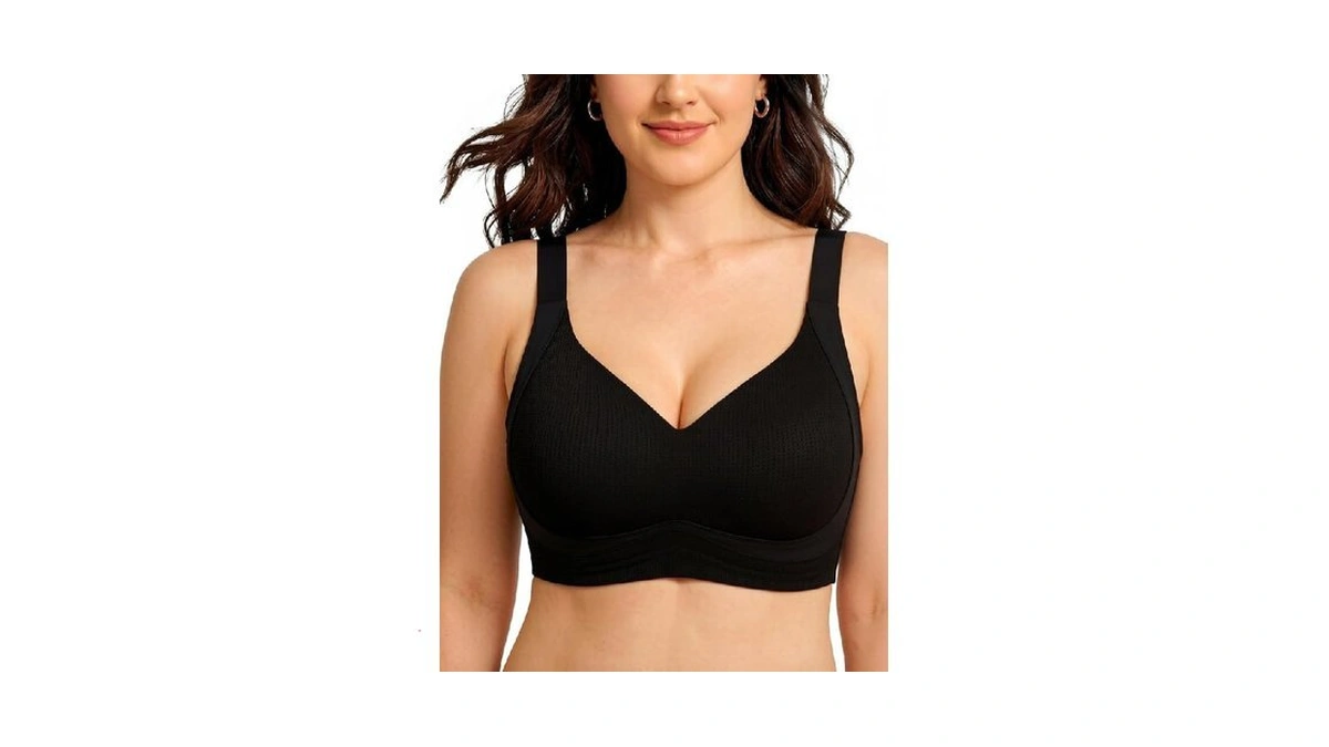 As Fairy Plus Size Wireless Full Coverage Cooling Bra(airy Black