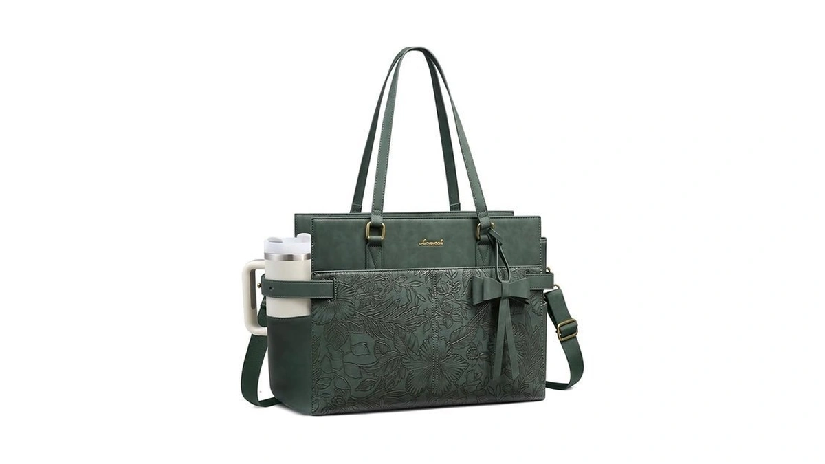 Lovevook Work Tote For Women, Pu Leather Laptop Bag With