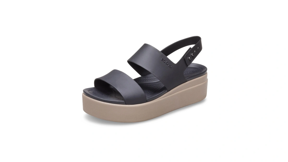 Crocs Women's Brooklyn Low Wedges Sandal, Black/mushroom, 5