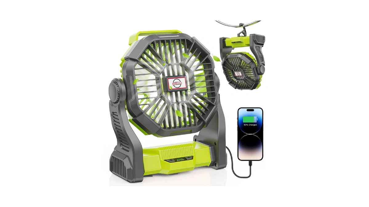 Dowilldo 10400mah Portable Battery Powered Camping Fan - With Led