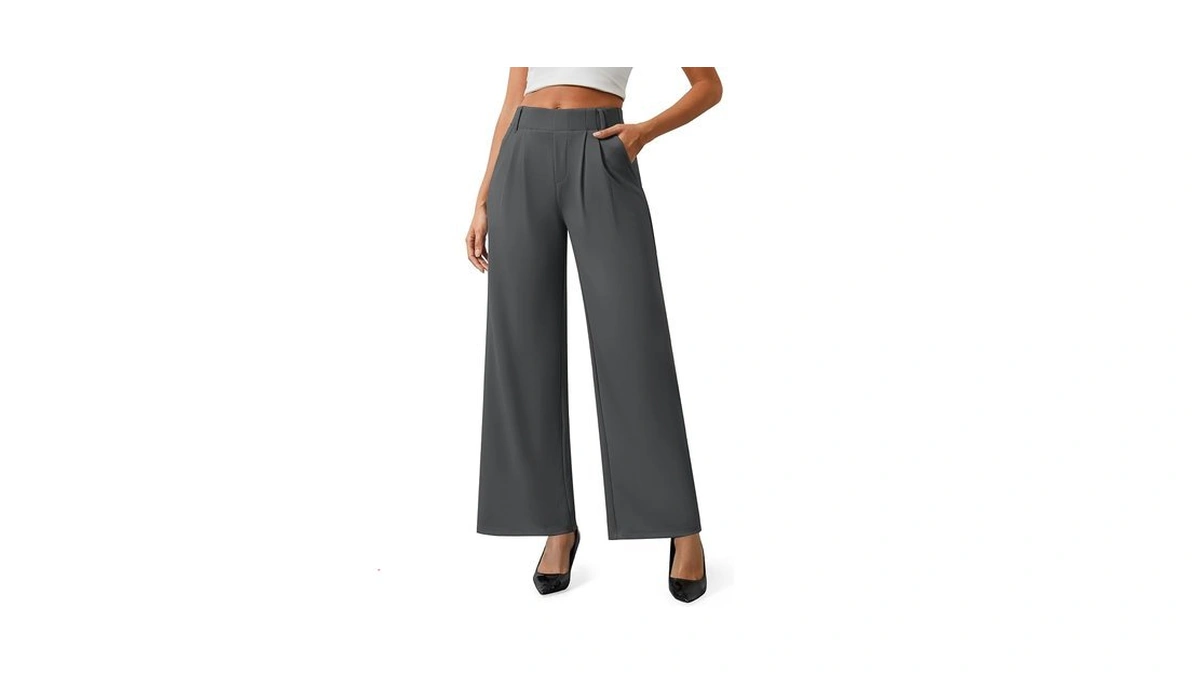 Avamo Womens Dress Pants Wide Leg Pull On Stretchy Work