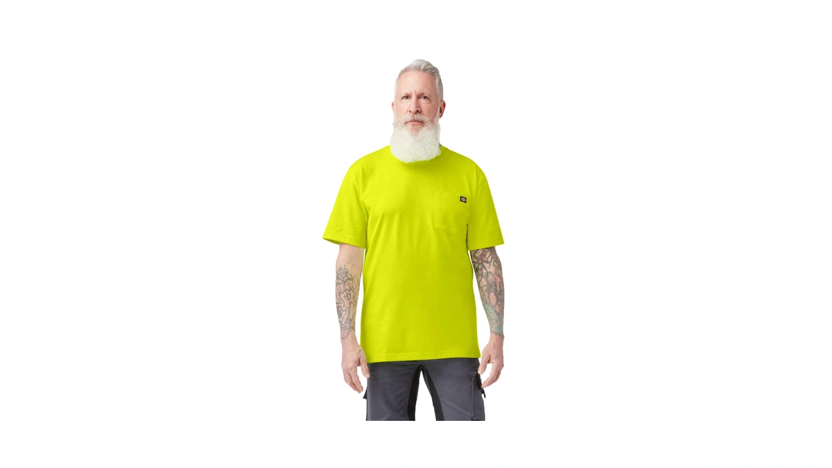Dickies Men's Short Sleeve Heavyweight Crew Neck Pocket T-shirt, Bright