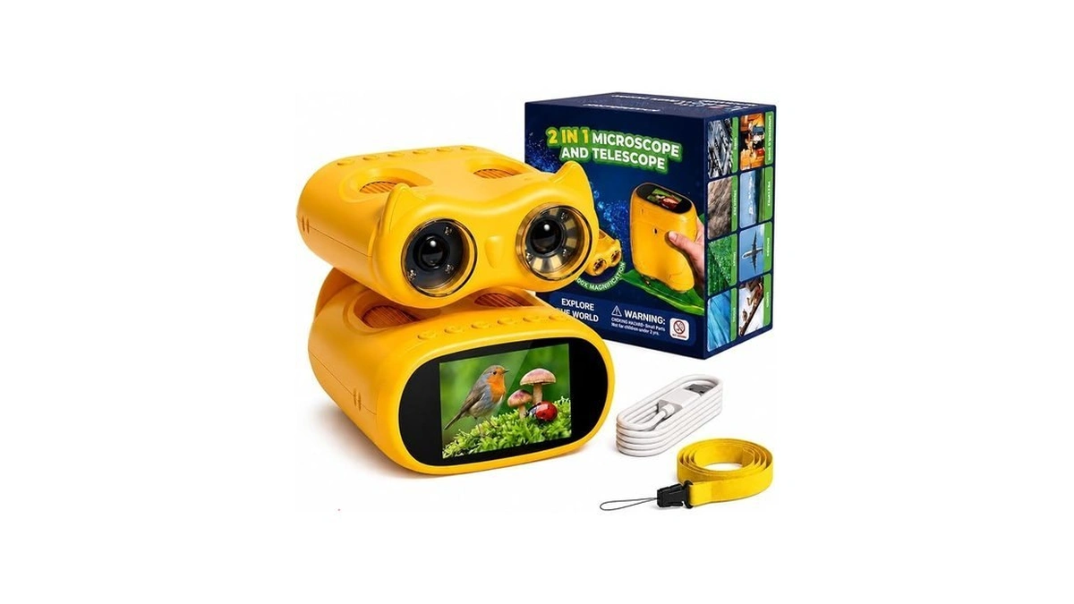 Oaeblle 2-in-1 Kids Microscope And Telescope, 1000x Handheld Digital Microscope