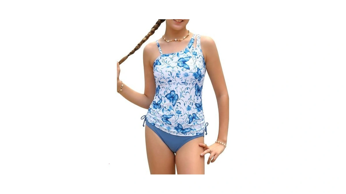 Alisister Blue Butterfly Swimsuit For Girls Bathing Suit Size 14