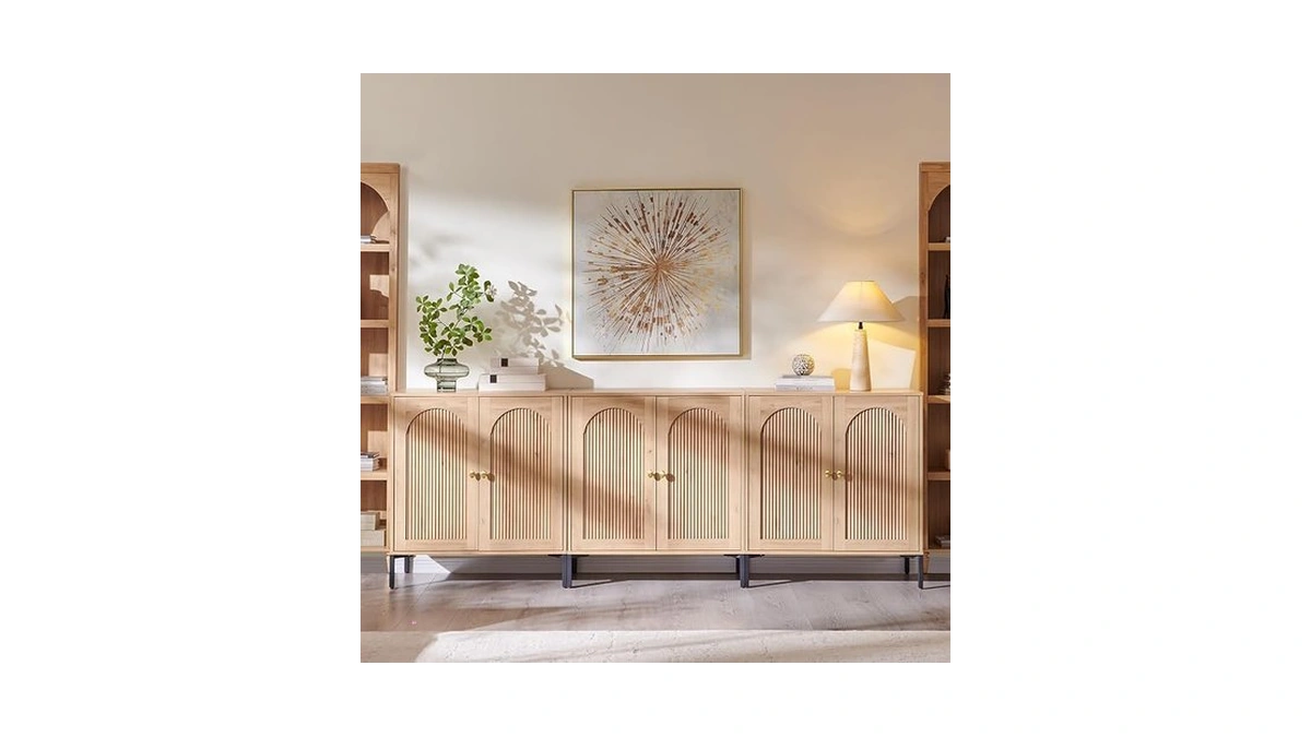 Ifget Modern Buffet Cabinet With Storage, 92.63" W Fluted Arched