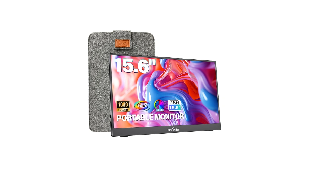 Innoview Portable Monitor 15.6" 1080p For Laptop With Protective Sleeve,