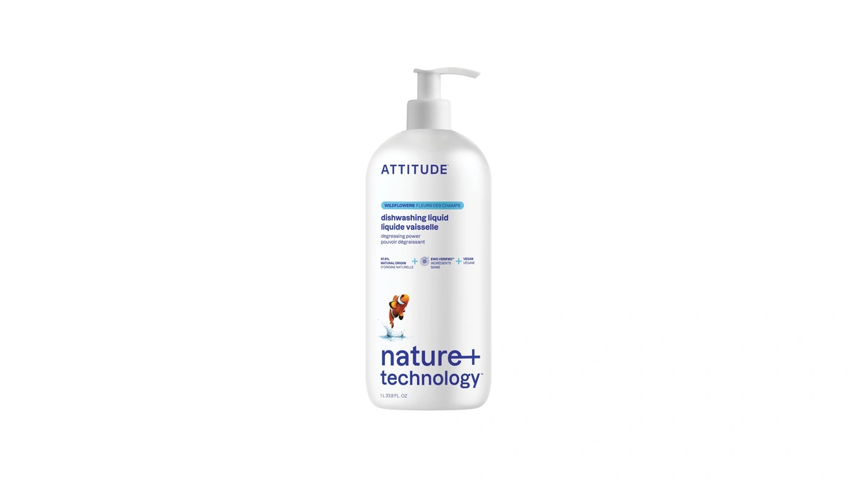 Attitude Dish Soap, Ewg Verified, Plant-based & Vegan Dishwashing Liquid,