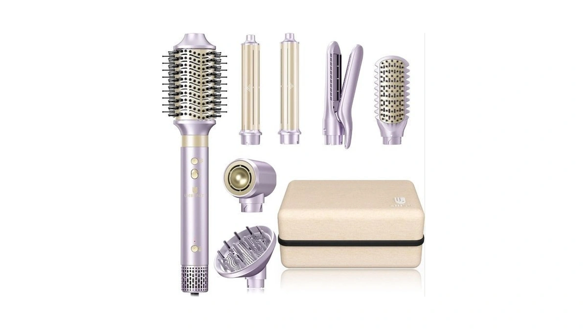 Hair Dryer Brush 7-in-1 Dual Voltage Hot Air Styler –