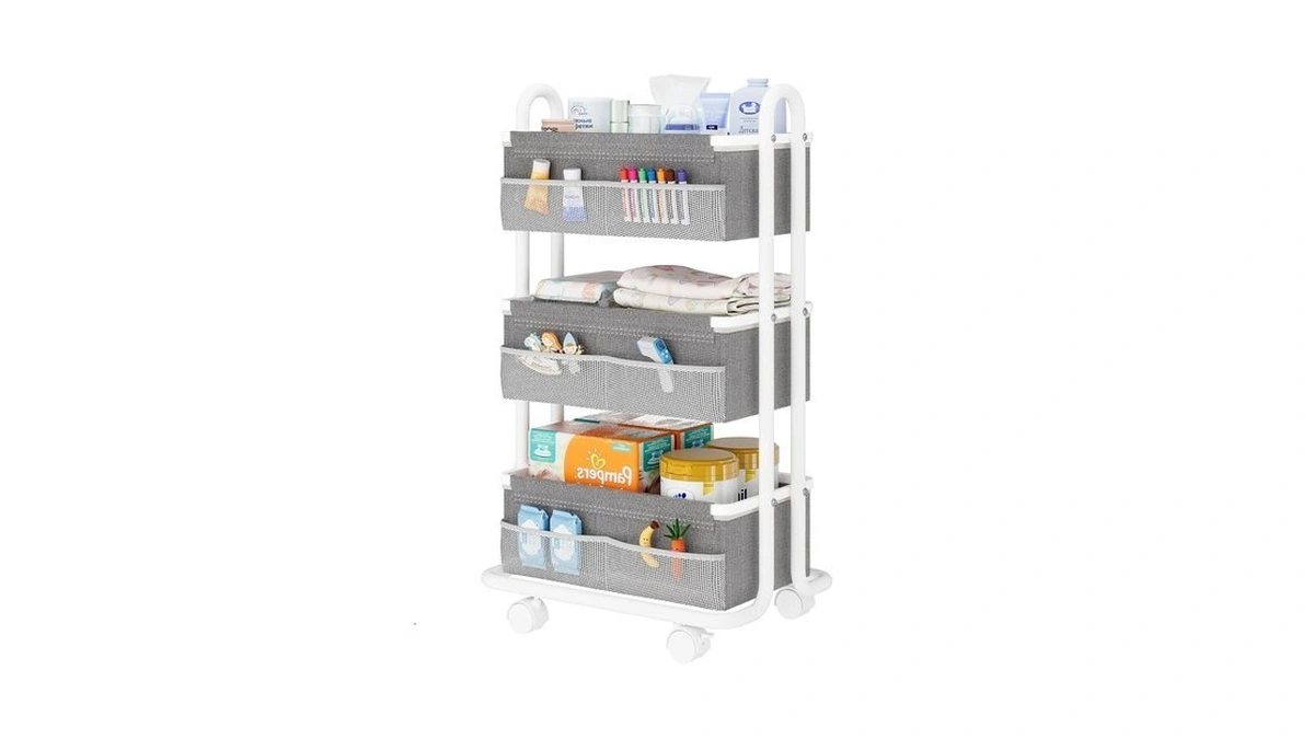 3-tier Baby Diaper Caddy Organizer Cart, Mobile Nursery Storage Carts