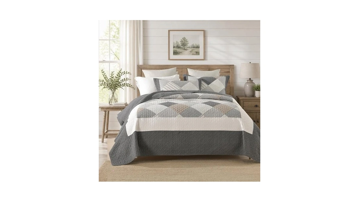 Quilta Patchwork 100% Cotton Farmhouse Quilt Queen Size - Soft