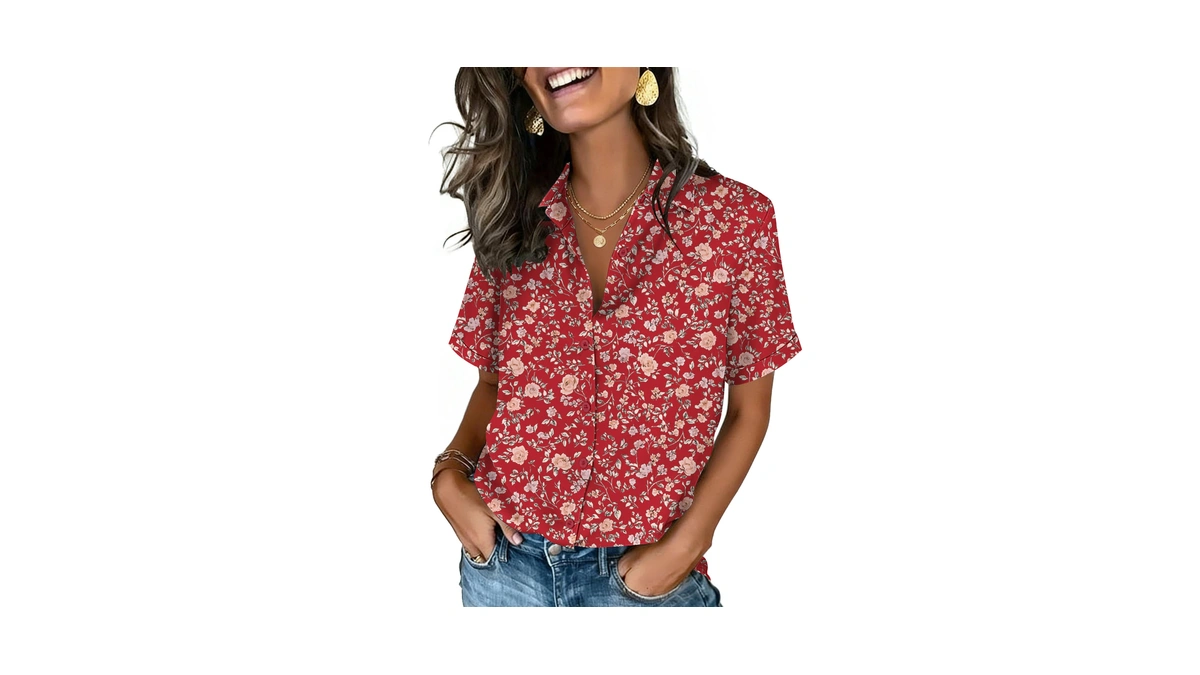 Zeagoo Blouses For Women Dressy Casual Button Down Shirts Short