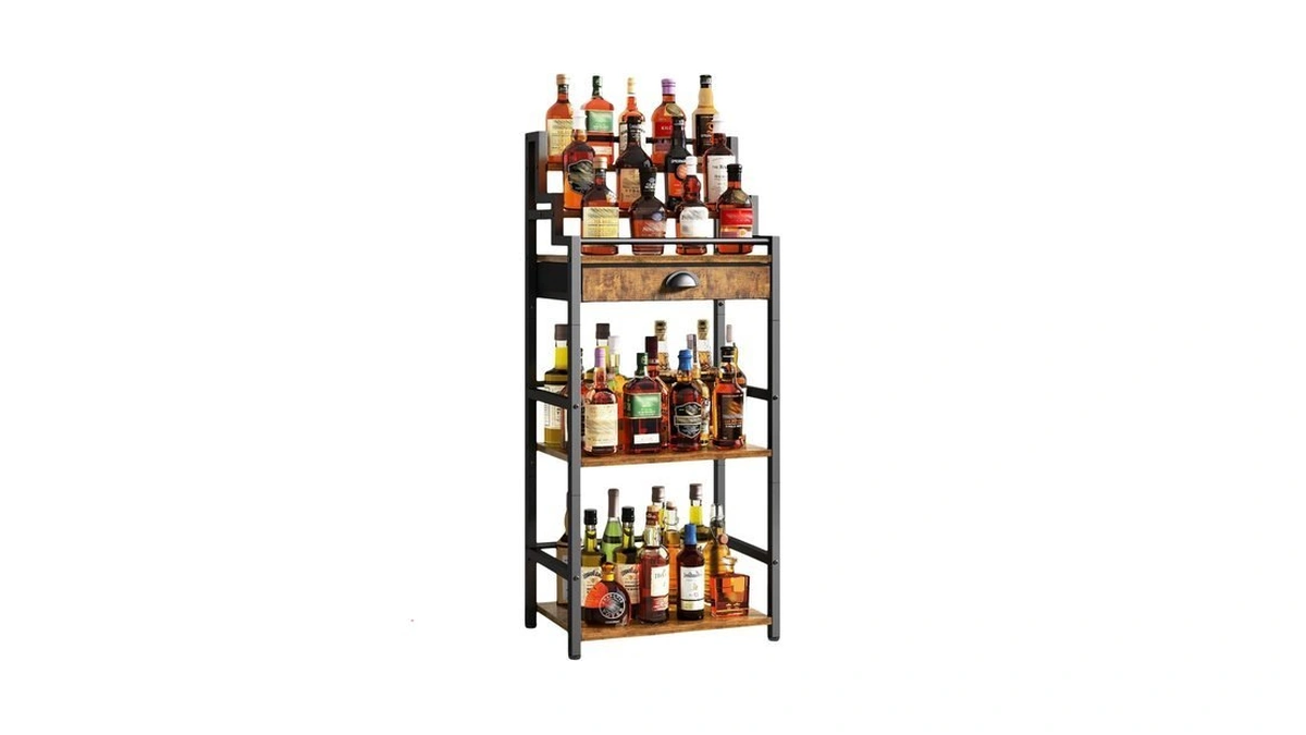 Ibuyke Stepped Wine Rack Freestanding Floor,bar Cabinet With Drawer And