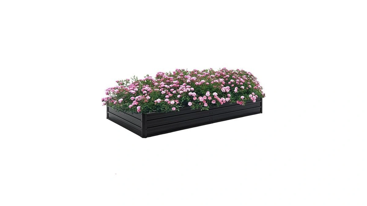 Thanaddo Galvanized Raised Garden Bed 8x4x1ft Outdoor Planter Box Galvanized
