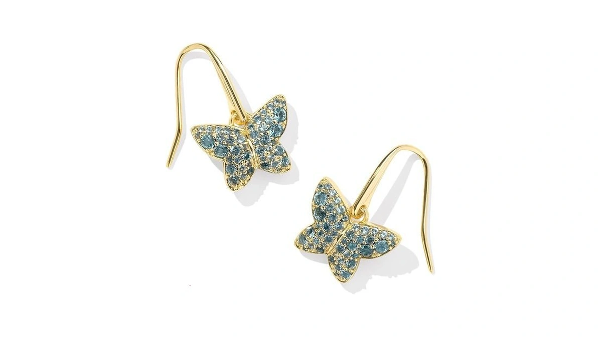 Kendra Scott 14k Gold-plated Lillia Crystal Drop Earrings In Blue