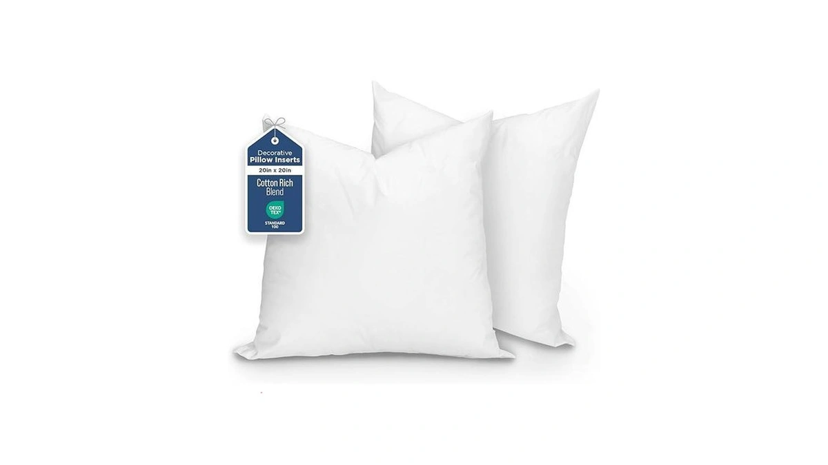 Martex Decorative Throw Pillow Inserts, White, 20" X 20", Pack