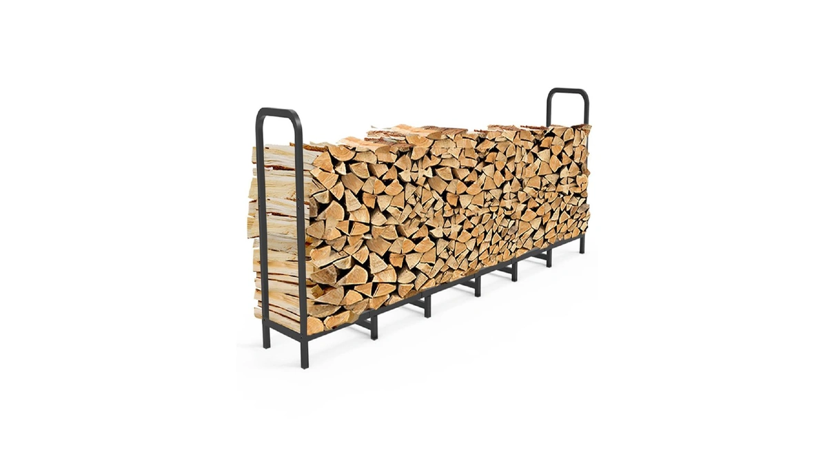Tikimilor 8ft Firewood Rack Holder, Adjustable Heavy Duty Fire Log