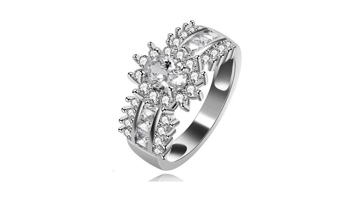 Uloveido Women's White Gold Plated Lab Created Diamond Ring Oval