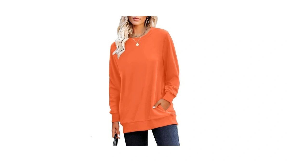 Rumia Crewneck Fall Sweatshirt For Women Plain Long Sleeve Top