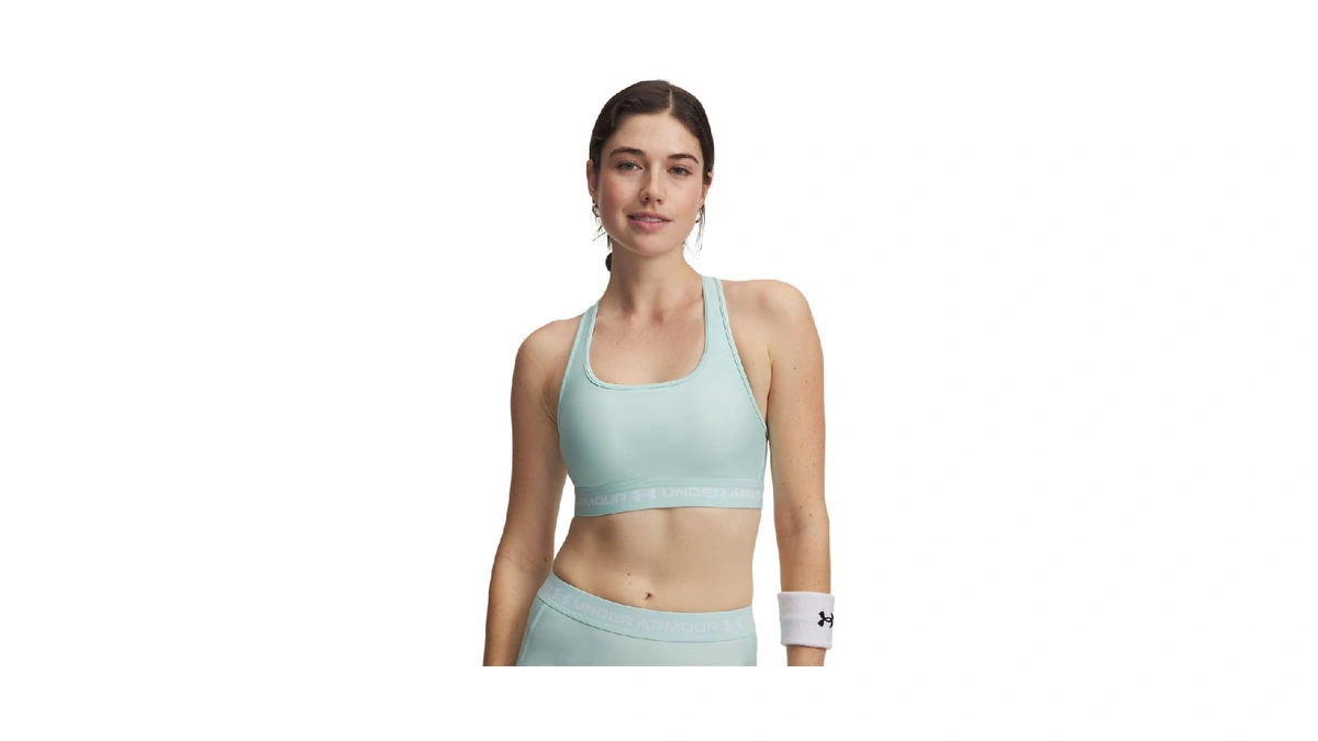 Under Armour Women's Crossback Mid Impact Sports Bra, (703) Refresh