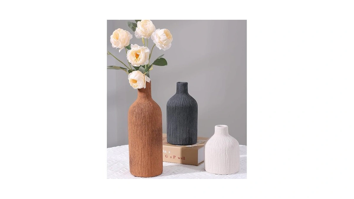 Ceramic Vase Set, 3pcs Flower Vases For Modern Boho Farmhouse