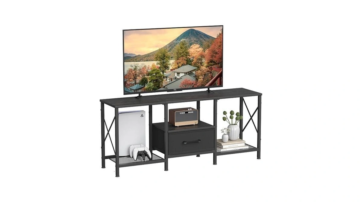 Jarhetun Tv Stand With Fabric Drawer, Entertainment Center For 50