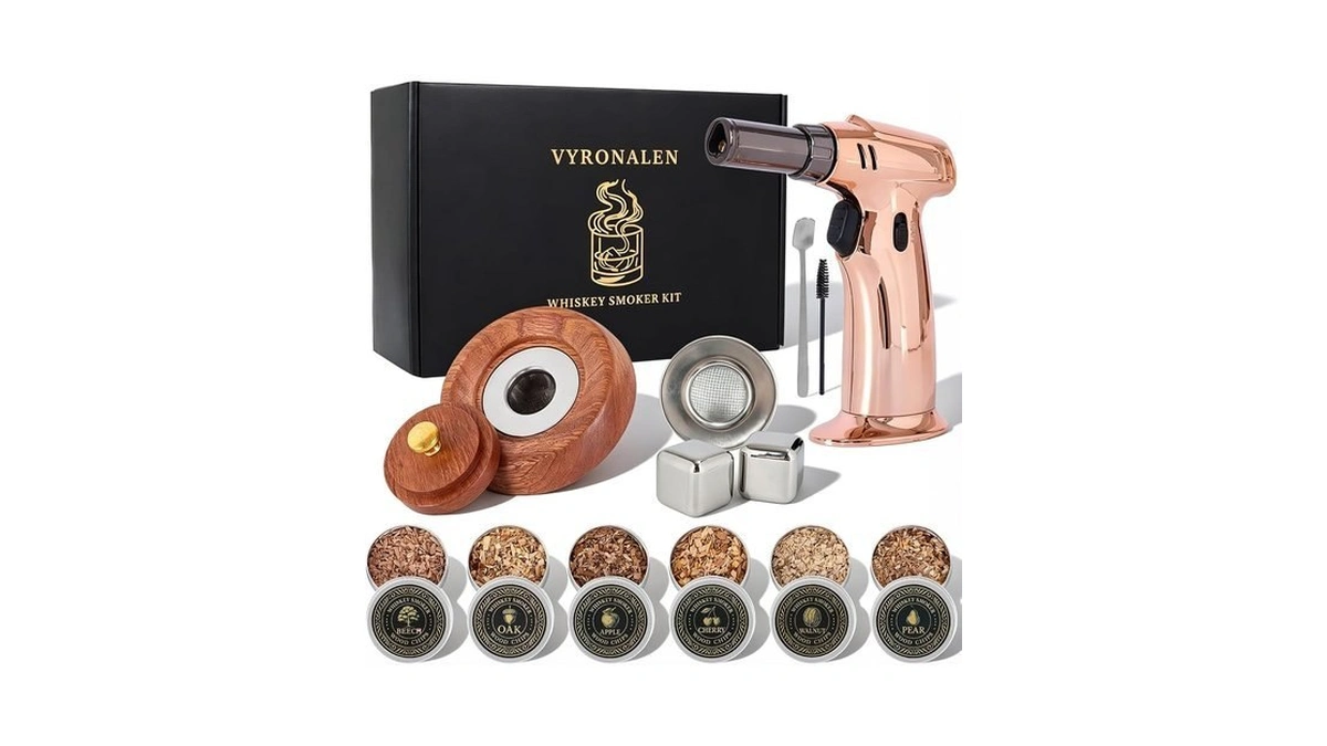 Whiskey Smoker Kit With Triple-flame Torch, 16-piece Cocktail Smoker Kit