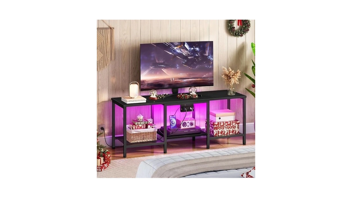 Hoobro Tv Stand With Charging Station To 55 Inches, Led