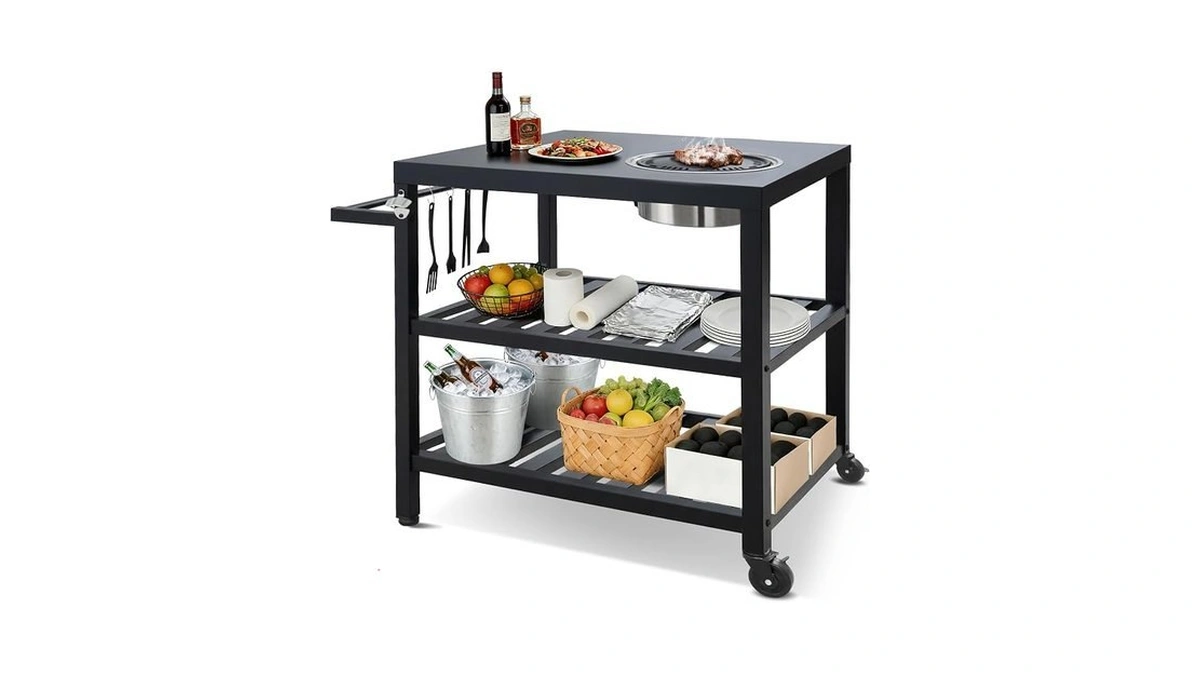 Outspurge Outdoor Grill Cart With Grill Kit, Movable Bbq Prep