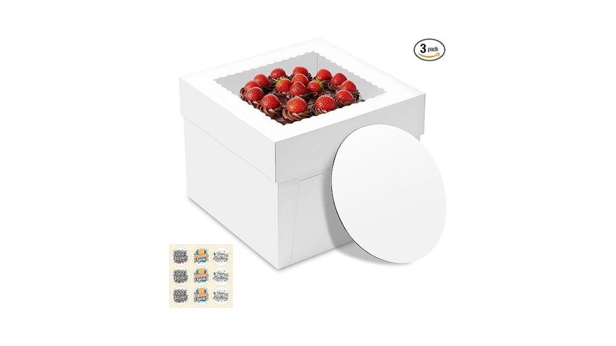 3 Pack Cake Boxes, 10x10x8 Inches Tall Cakes Box With