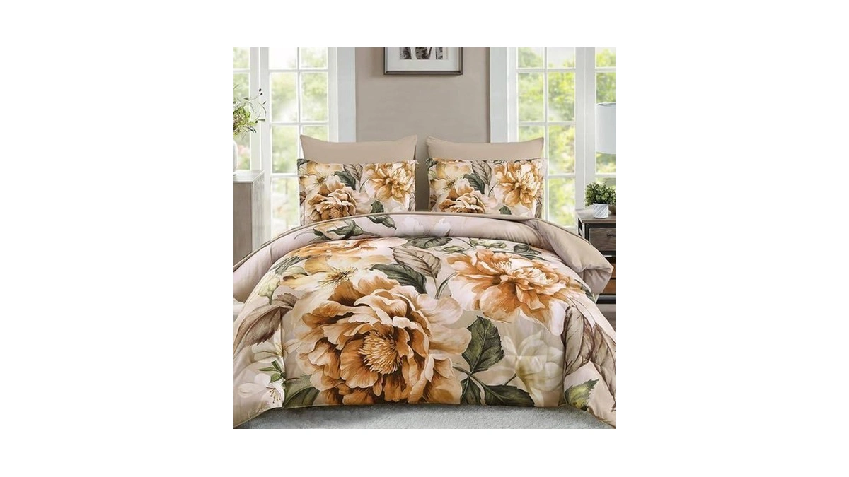 Yiran Floral Comforter Set Queen Size 7 Pieces Bed In
