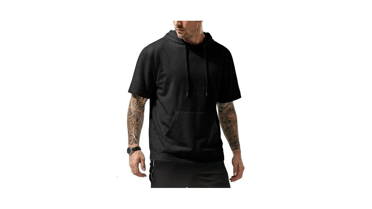 Jmierr Mens Short Sleeve Essentials Hoodie Muscle Fit Gym Shirts,