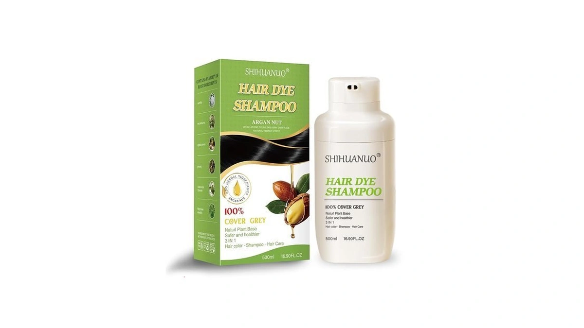 Shihuanuo Black Hair Dye Shampoo For Gray Hair,100% Grey Coverage