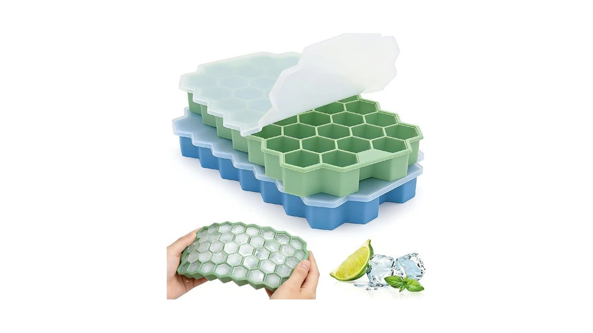 Zonopy Ice Cube Trays For Freezer, 2 Pack Silicone Ice