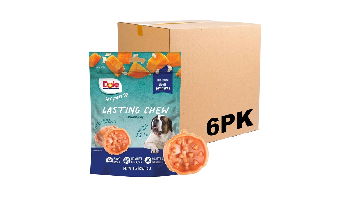 Dole For Pets Freshly Fetched Lasting Chew, Pumpkin Flavor Dog