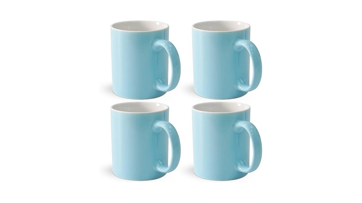 Momugs 12 Oz Cup (4pcs), Plain Gloss Light Blue Ceramic