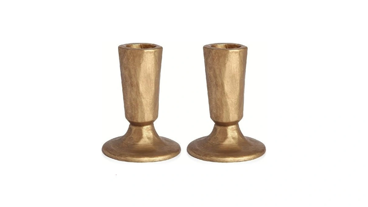 Mofunci Retro Iron Candlestick Holders Set Of 2, Gold Candle