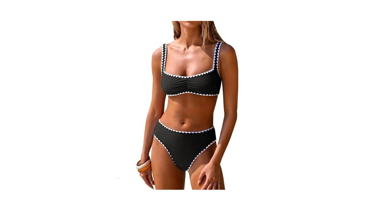 Anrabess Womens Bikini Sets Two Piece Swimsuit Ribbed Front Ruched