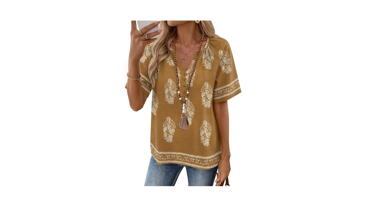 Rapbin Womens Business Casual Tops - Short Sleeve Tunic Tops