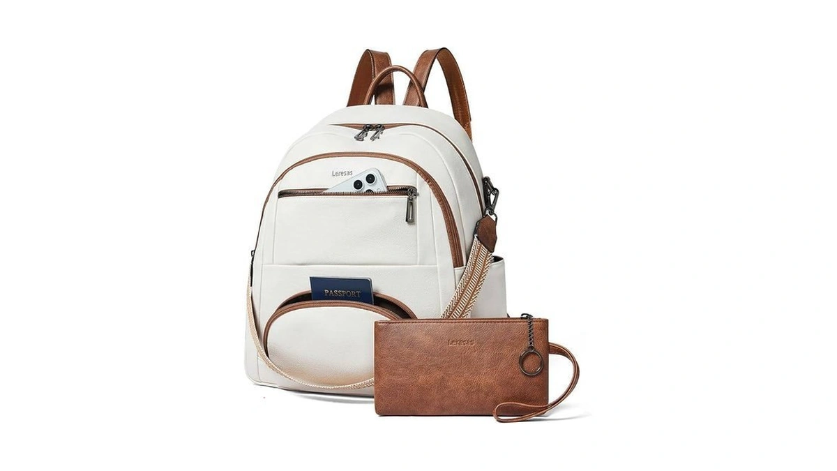 Leresas 35l Backpack Purse For Women Men Vegan Leather Backpack