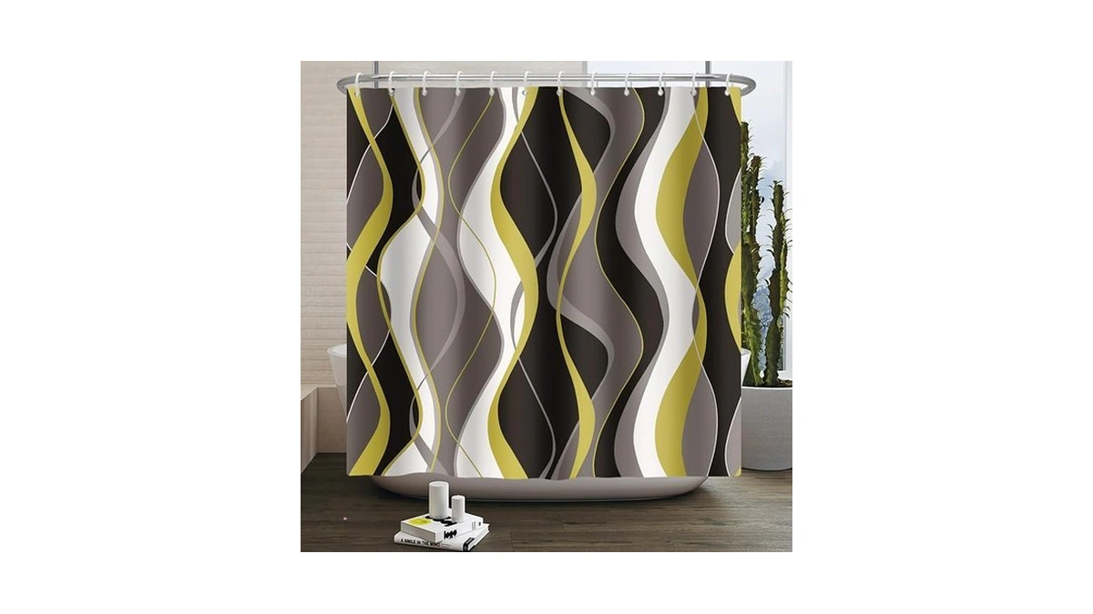 Zjrbjb Yellow Shower Curtain Grey And Black Striped Minimalist Shower